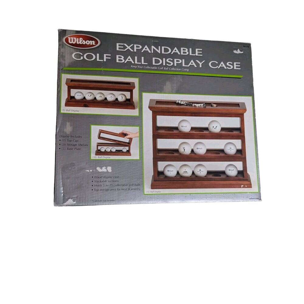 Wilson Expandable Golf Ball Display Case Wood Stackable Holds 5-15 Balls SEALED